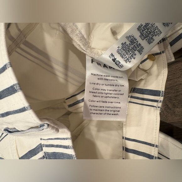 Frame Denim White and Blue Striped Flare Jeans - Picture 8 of 8